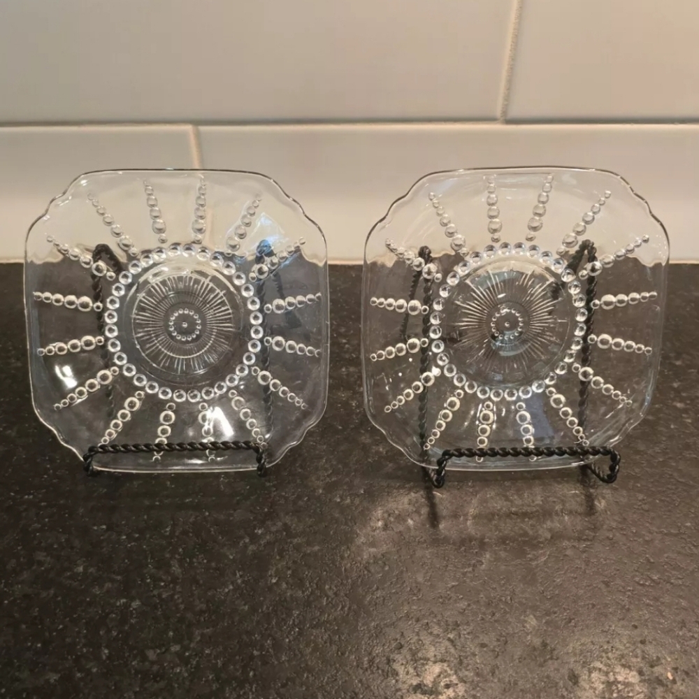 Vintage Federal Columbia Clear Depression Glass bread Plates set or 2